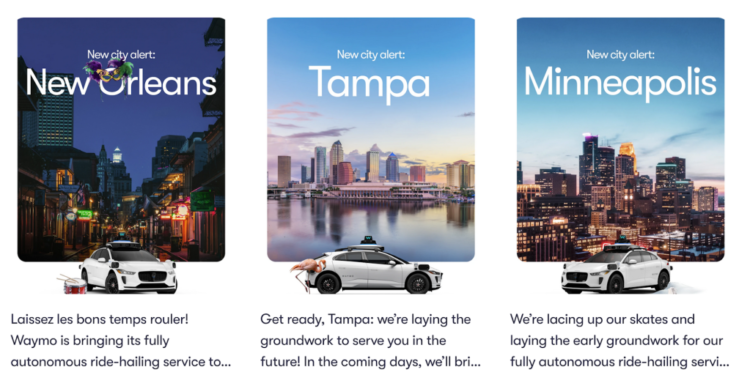 Waymo Expands to New Orleans, Tampa, and Minneapolis