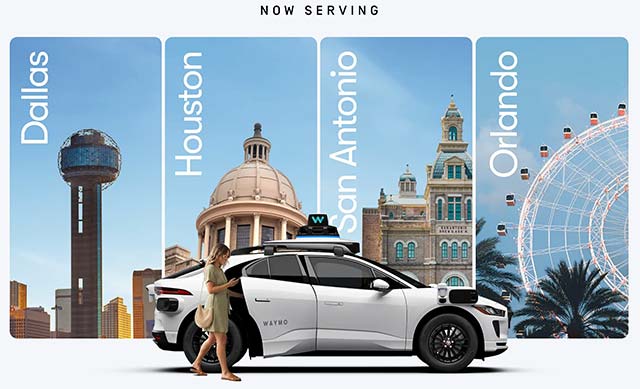 Waymo Expands Service to Dallas, Houston, San Antonio, and Orlando